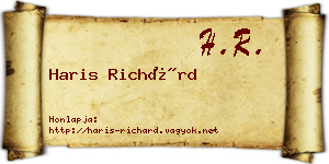 Haris Richárd névjegykártya